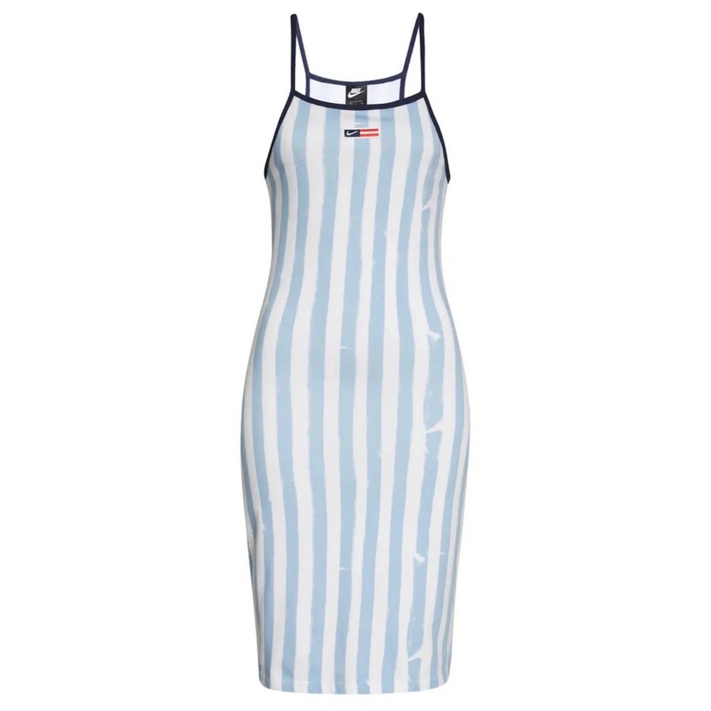 Nike Light Blue Striped Americana Cami Dress | Sporty Athleisure | Size Large